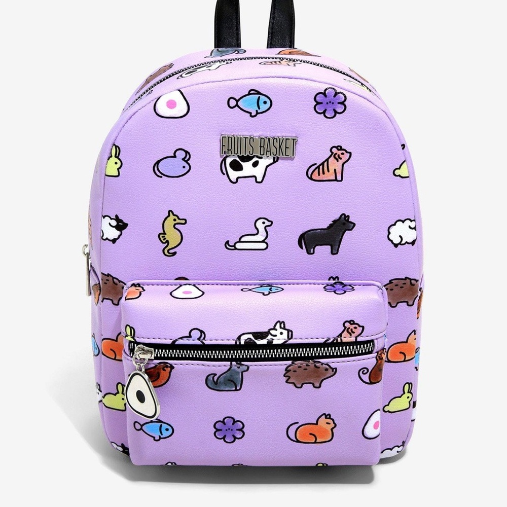 Fruits Basket Purple Backpack with Animal Print